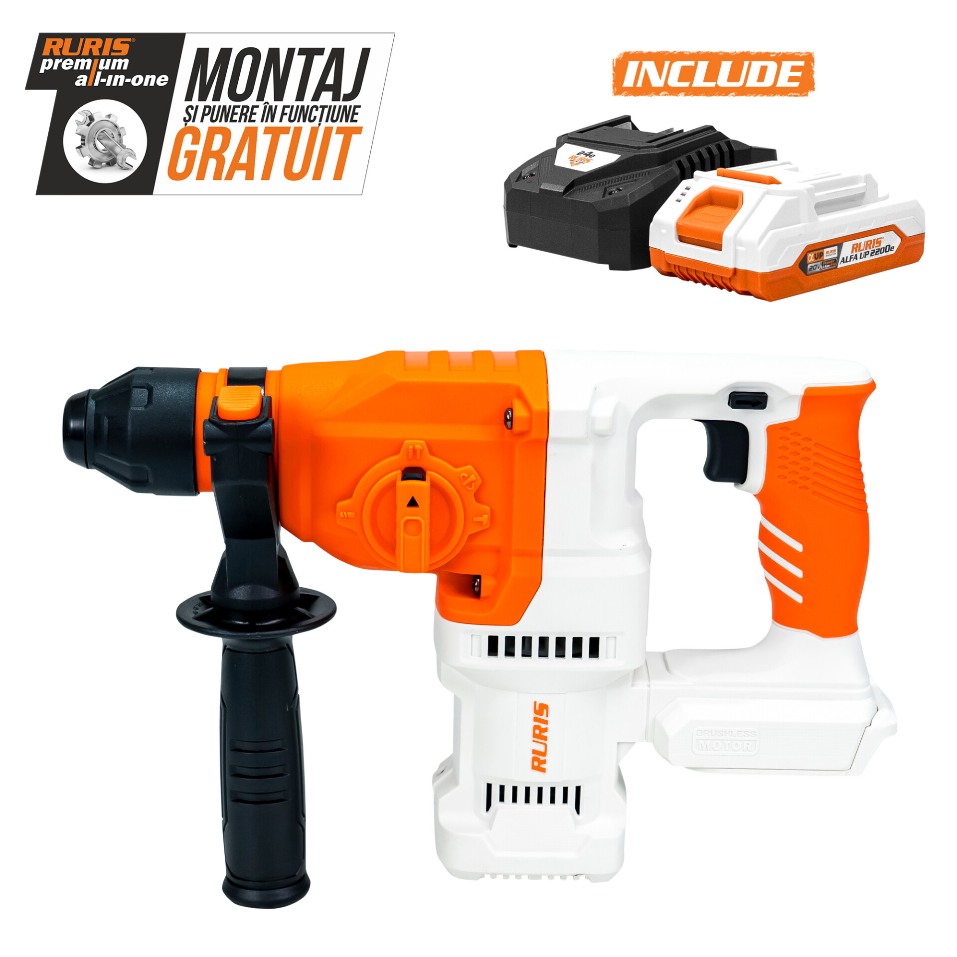 Ciocan rotopercutor pe acumulator RURIS RMX2813 Power Alfa UP {contine acumulator+incarcator}